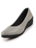 Women Grey Formal Platform Wedge Heel Slip On Ballerina Shoes