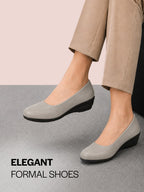 Shop Women Grey Formal Platform Wedge Heel Slip On Ballerina Shoes Online.