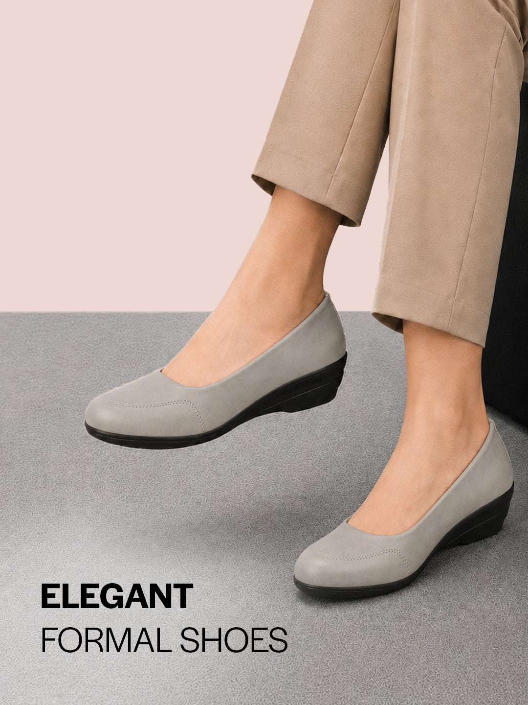 Shop Women Grey Formal Platform Wedge Heel Slip On Ballerina Shoes Online.