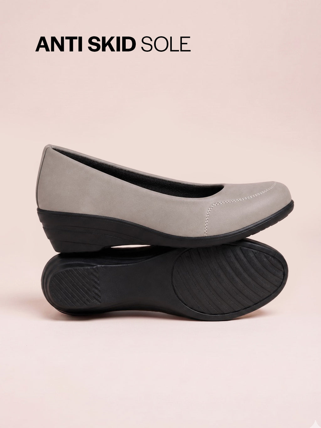 Shop Women Grey Formal Platform Wedge Heel Slip On Ballerina Shoes Online.
