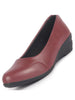 Women Maroon Formal Platform Wedge Heel Slip On Ballerina Shoes