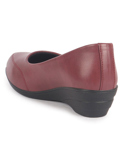 Shop Women Maroon Formal Platform Wedge Heel Slip On Ballerina Shoes Online.