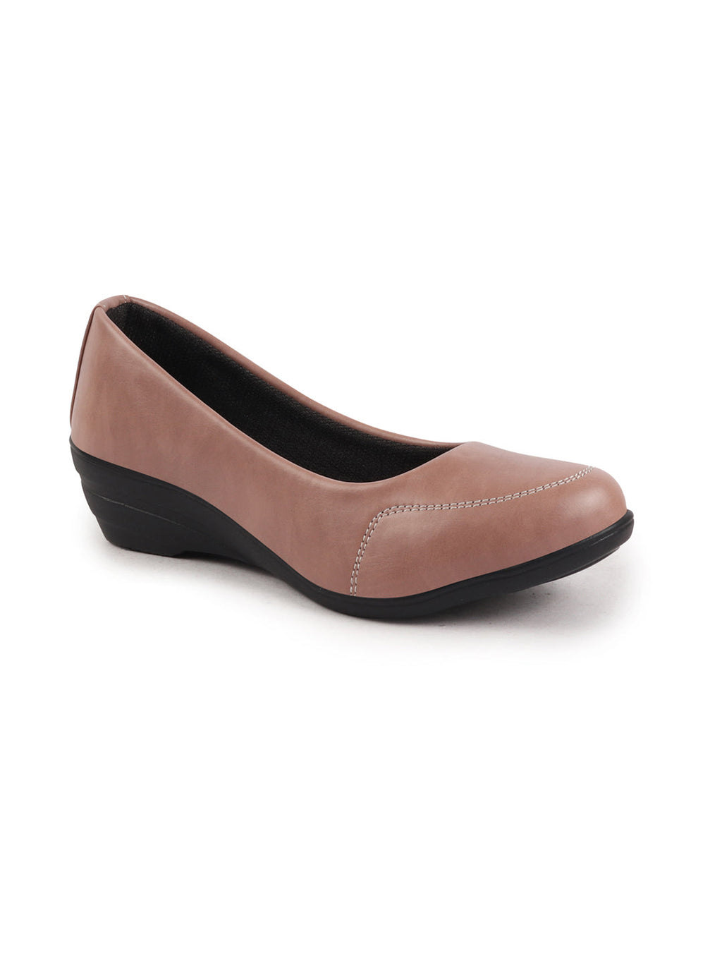 Shop Women Peach Formal Platform Wedge Heel Slip On Ballerina Shoes Online.