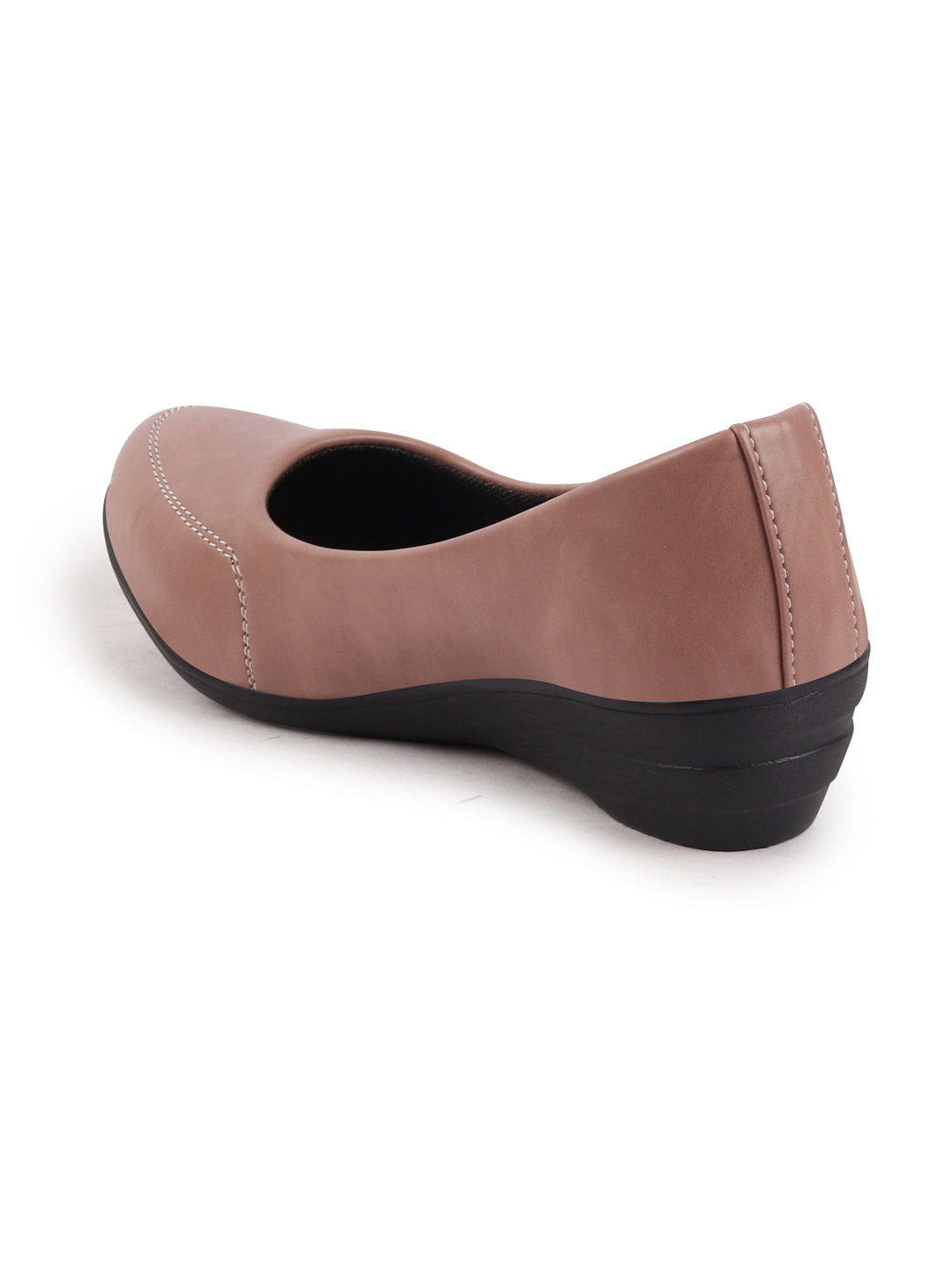 Shop Women Peach Formal Platform Wedge Heel Slip On Ballerina Shoes Online.