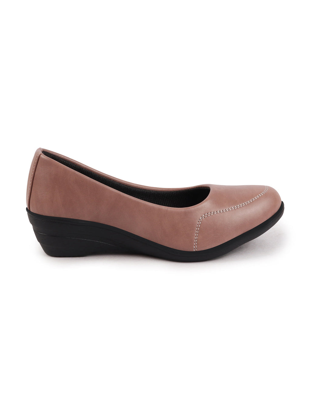 Shop Women Peach Formal Platform Wedge Heel Slip On Ballerina Shoes Online.