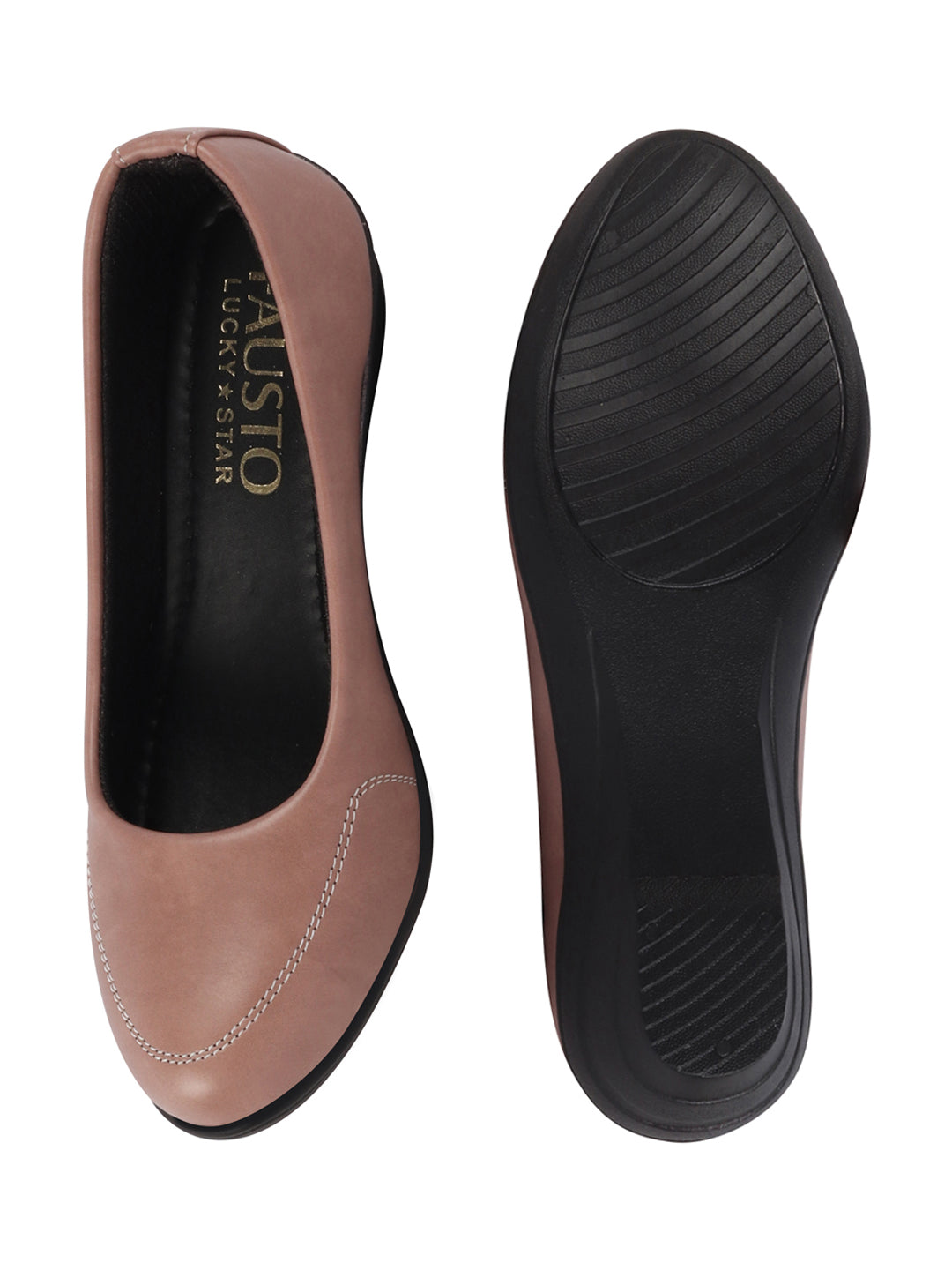 Shop Women Peach Formal Platform Wedge Heel Slip On Ballerina Shoes Online.