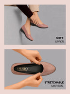 Shop Women Peach Formal Platform Wedge Heel Slip On Ballerina Shoes Online.