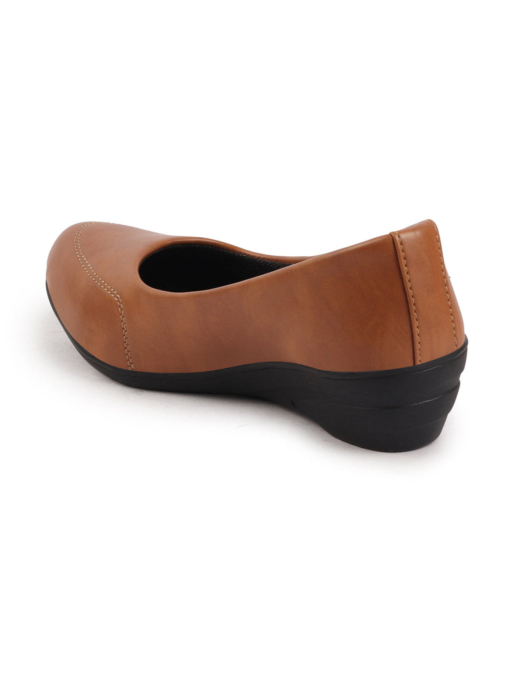 Shop Women Tan Formal Platform Wedge Heel Slip On Ballerina Shoes Online.