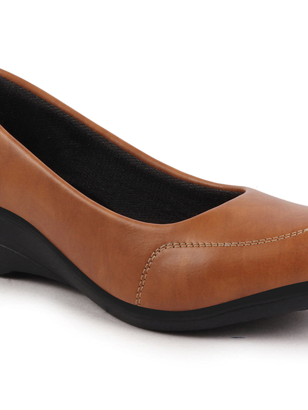 Shop Women Tan Formal Platform Wedge Heel Slip On Ballerina Shoes Online.