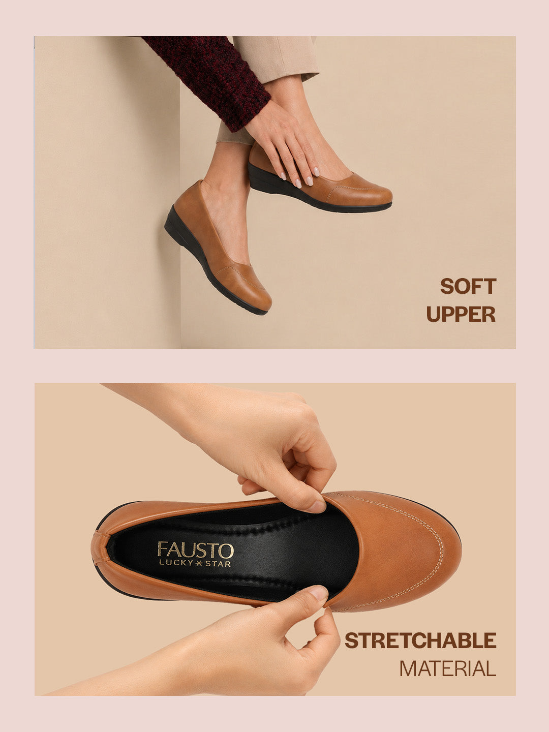 Shop Women Tan Formal Back Open Platform Wedge Heel Slip On Mule Shoes Online.