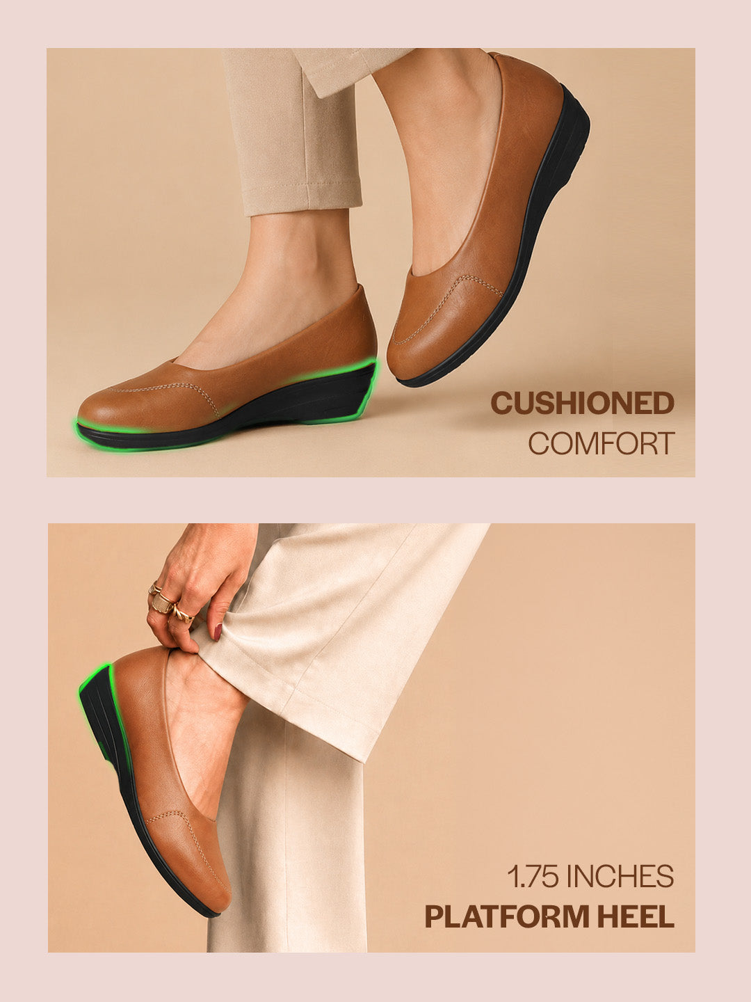 Shop Women Tan Formal Back Open Platform Wedge Heel Slip On Mule Shoes Online.