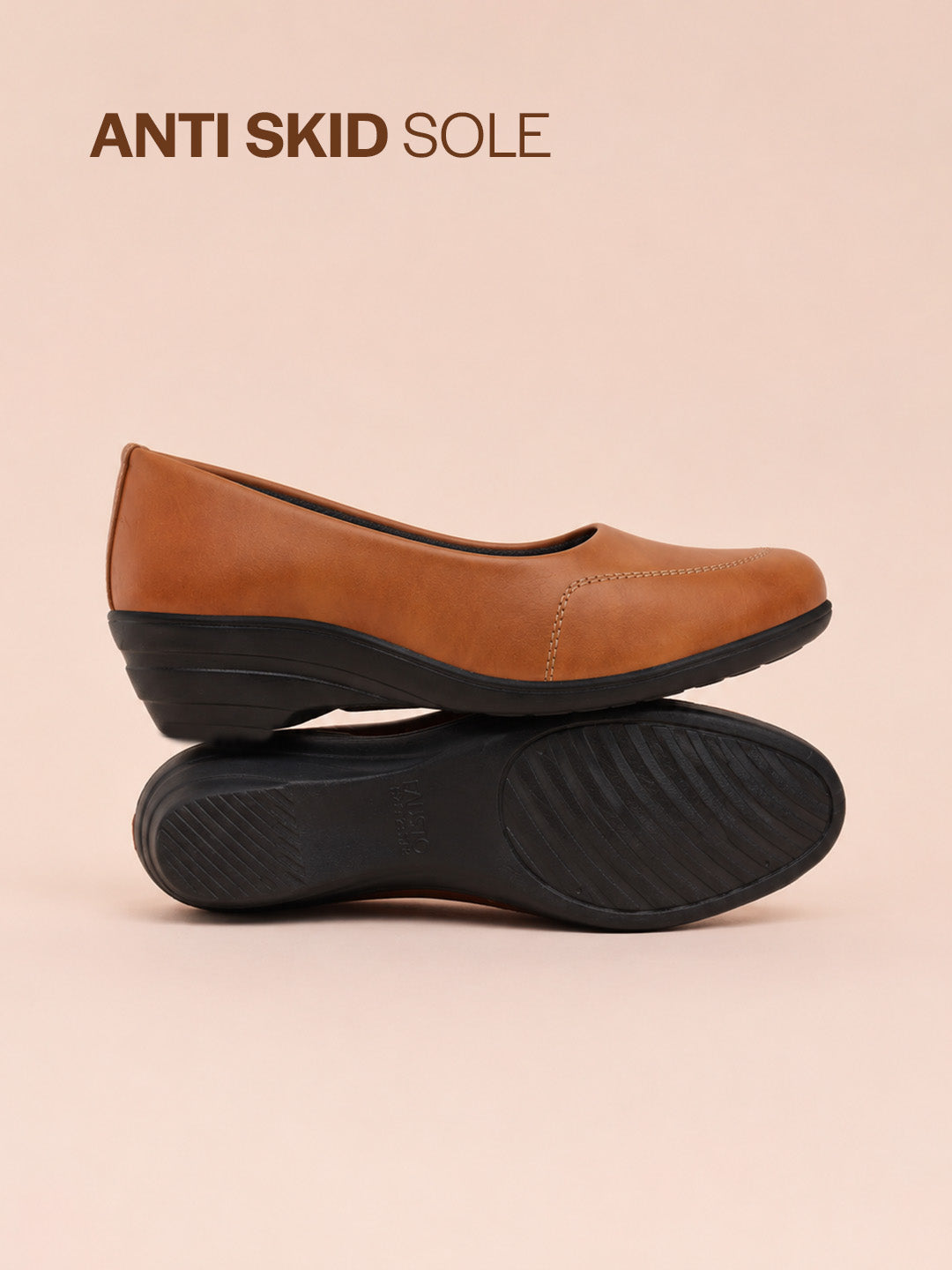 Shop Women Tan Formal Back Open Platform Wedge Heel Slip On Mule Shoes Online.
