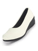 Women White Formal Platform Wedge Heel Slip On Ballerina Shoes