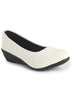Women White Formal Platform Wedge Heel Slip On Ballerina Shoes