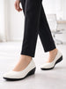 Women White Formal Platform Wedge Heel Slip On Ballerina Shoes