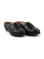 Shop Women Black Formal Back Open Platform Wedge Heel Slip On Loafer Shoes Online.