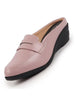Women Peach Formal Back Open Platform Wedge Heel Slip On Loafer Shoes