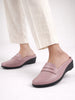 Women Peach Formal Back Open Platform Wedge Heel Slip On Loafer Shoes