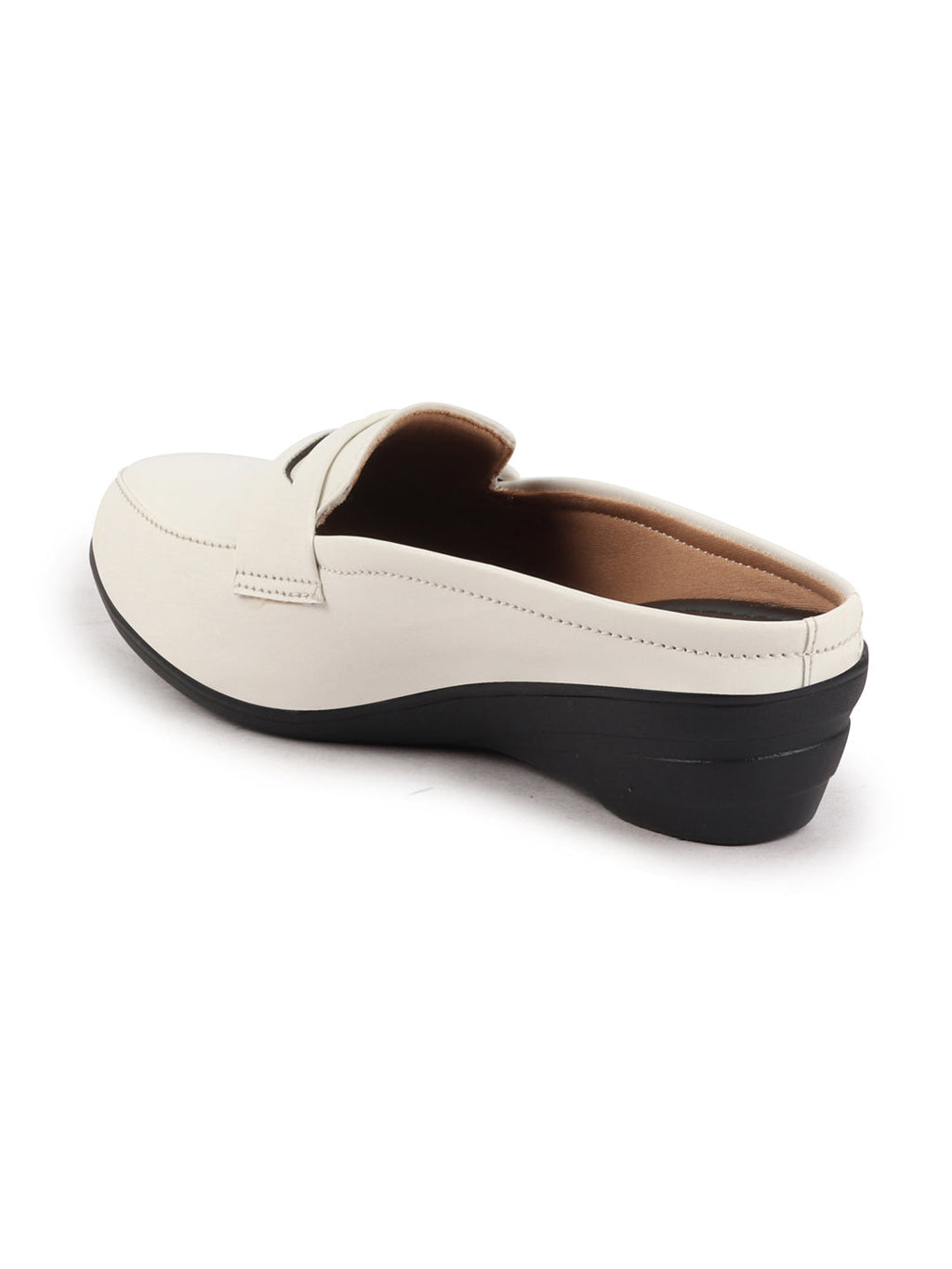 Shop Women White Formal Back Open Platform Wedge Heel Slip On Loafer Shoes Online.