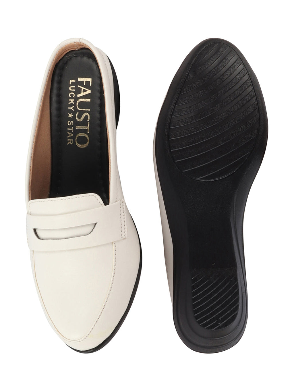 Shop Women White Formal Back Open Platform Wedge Heel Slip On Loafer Shoes Online.