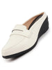 Women White Formal Back Open Platform Wedge Heel Slip On Loafer Shoes