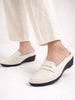 Women White Formal Back Open Platform Wedge Heel Slip On Loafer Shoes