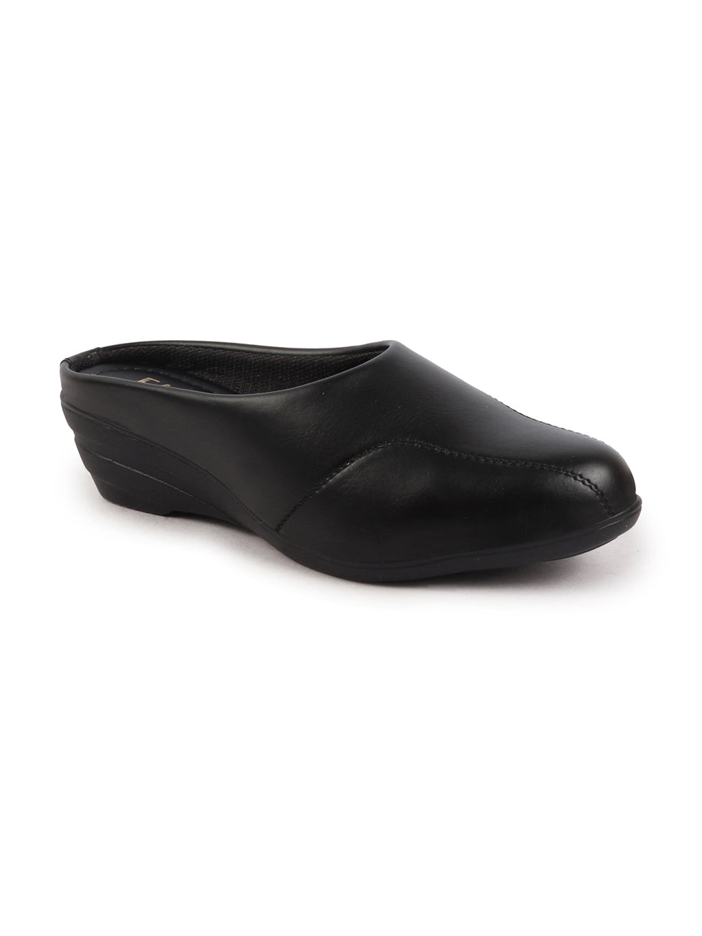 Shop Women Black Formal Back Open Platform Wedge Heel Slip On Mule Shoes Online.