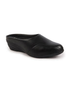Shop Women Black Formal Back Open Platform Wedge Heel Slip On Mule Shoes Online.