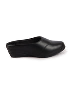 Shop Women Black Formal Back Open Platform Wedge Heel Slip On Mule Shoes Online.