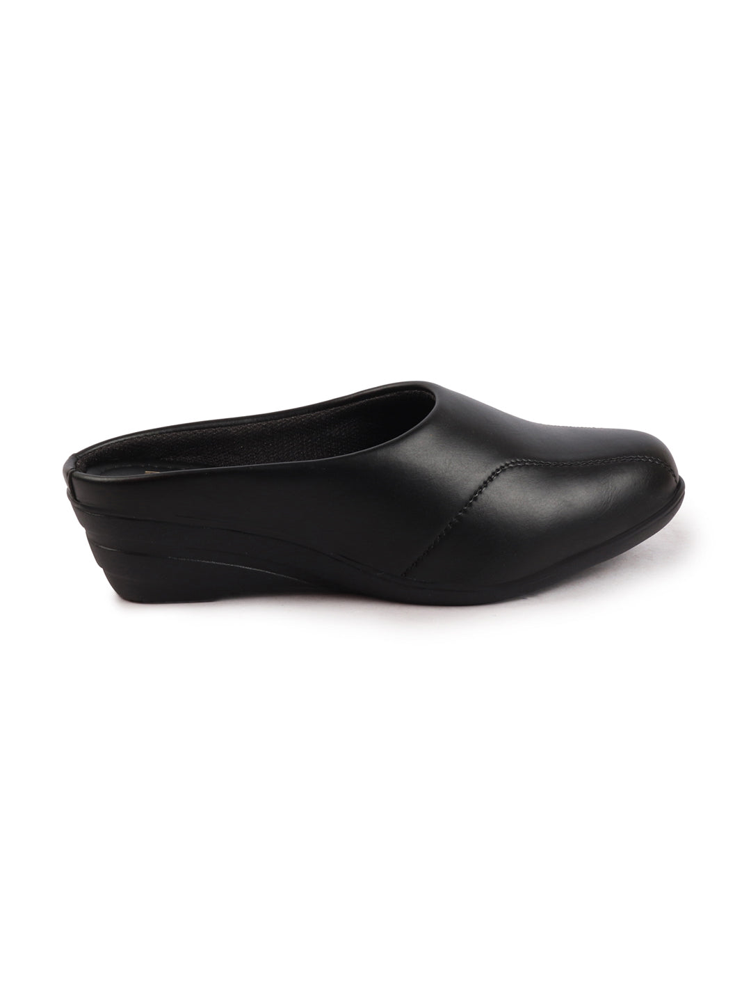 Shop Women Black Formal Back Open Platform Wedge Heel Slip On Mule Shoes Online.