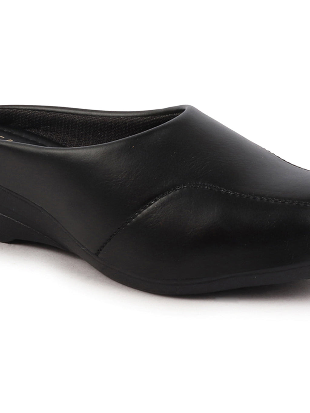 Shop Women Black Formal Back Open Platform Wedge Heel Slip On Mule Shoes Online.