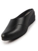 Women Black Formal Back Open Platform Wedge Heel Slip On Mule Shoes