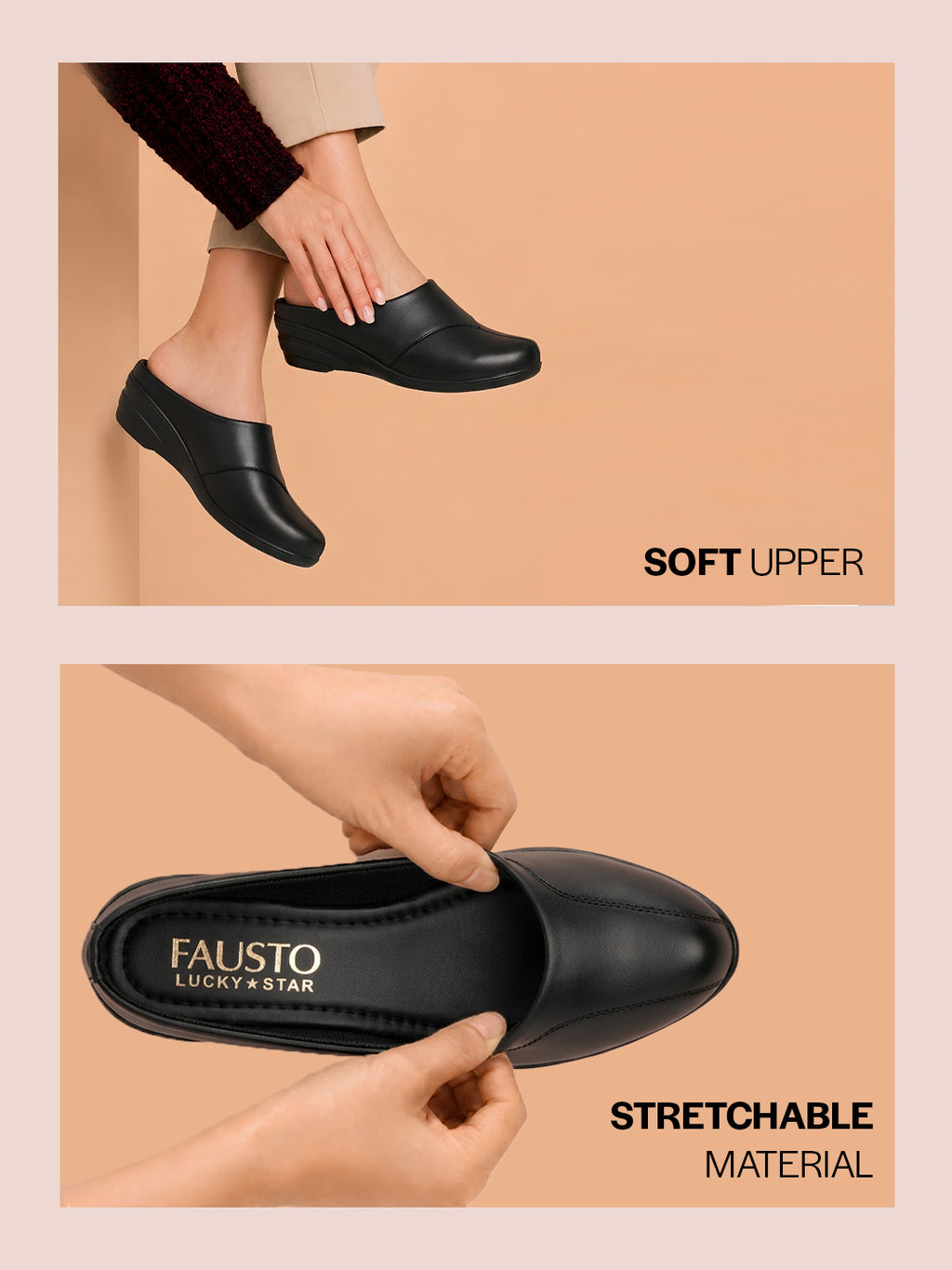 Shop Women Black Formal Back Open Platform Wedge Heel Slip On Mule Shoes Online.