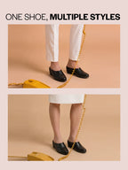 Shop Women Black Formal Back Open Platform Wedge Heel Slip On Mule Shoes Online.
