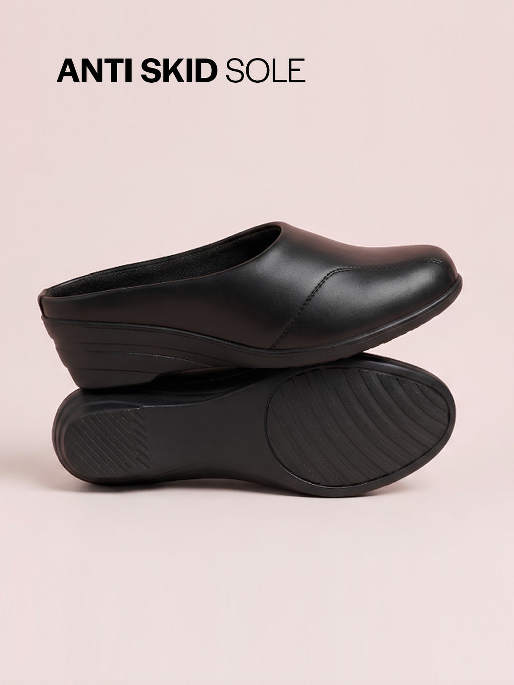 Shop Women Black Formal Back Open Platform Wedge Heel Slip On Mule Shoes Online.