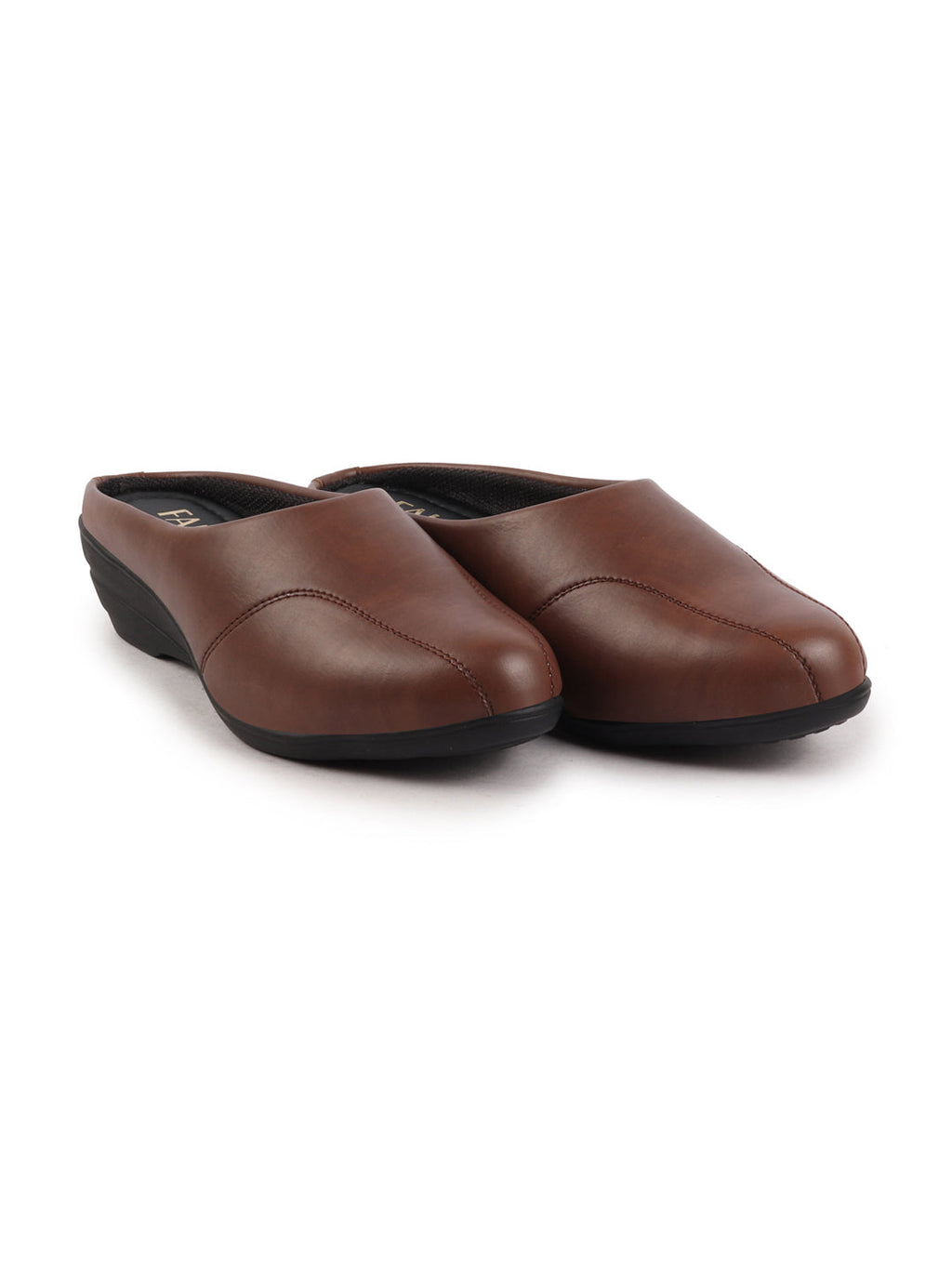 Shop Women Brown Formal Back Open Platform Wedge Heel Slip On Mule Shoes Online.