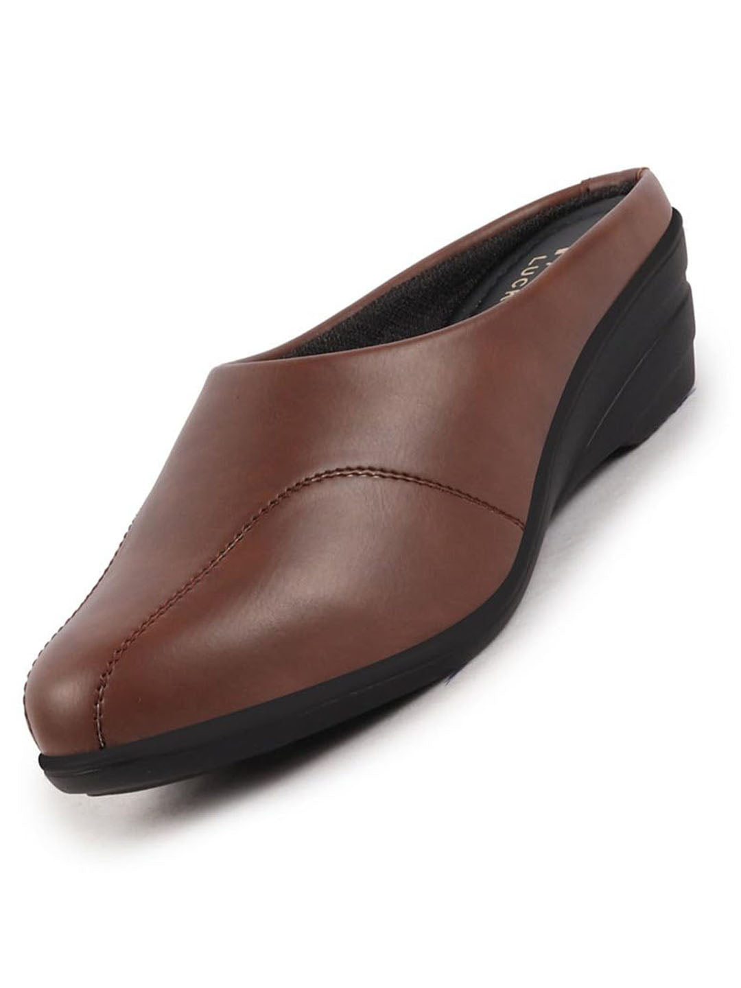 Shop Women Brown Formal Back Open Platform Wedge Heel Slip On Mule Shoes Online.