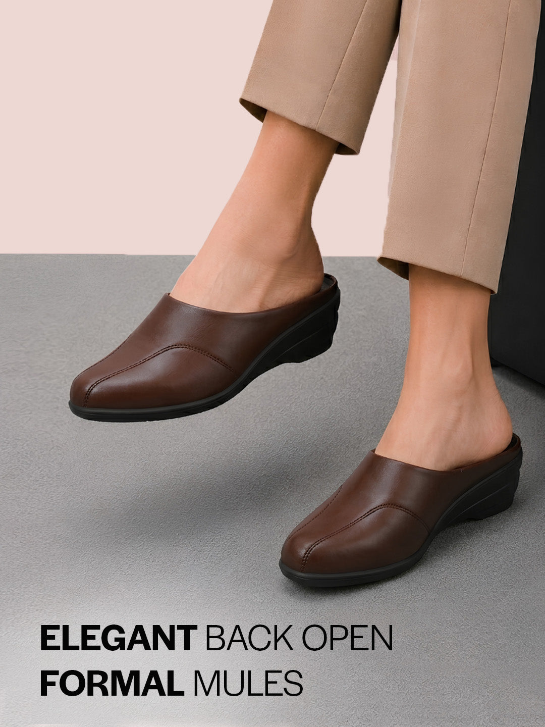 Shop Women Brown Formal Back Open Platform Wedge Heel Slip On Mule Shoes Online.