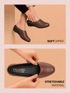 Shop Women Brown Formal Back Open Platform Wedge Heel Slip On Mule Shoes Online.