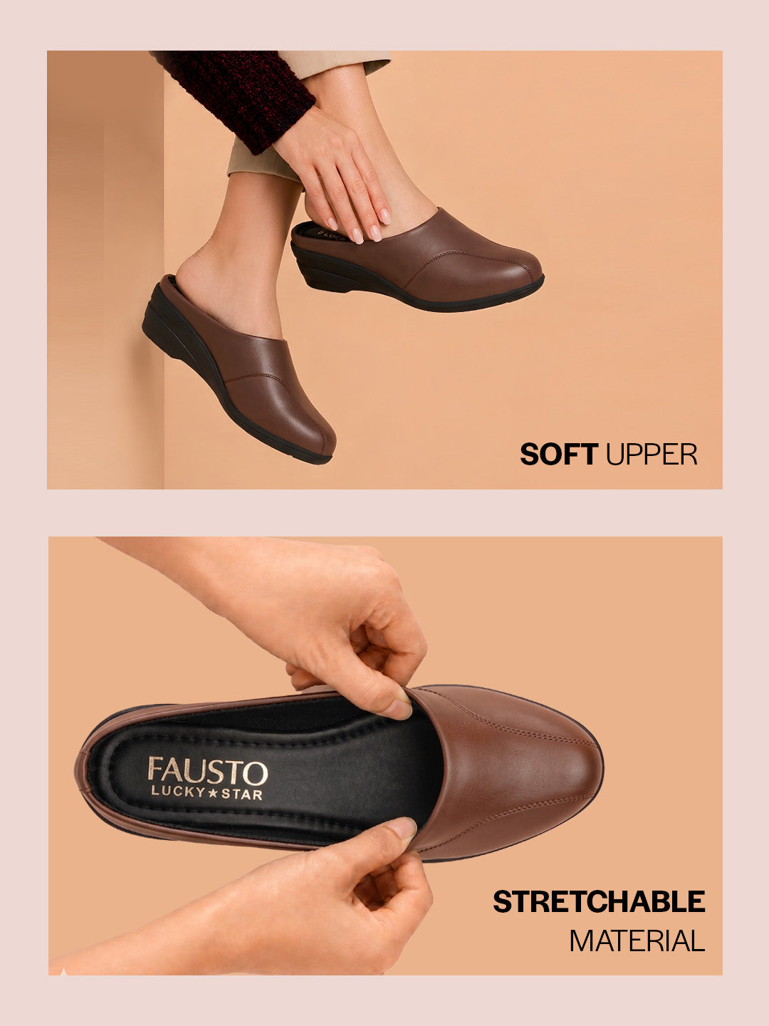 Shop Women Brown Formal Back Open Platform Wedge Heel Slip On Mule Shoes Online.