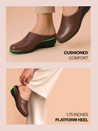 Shop Women Brown Formal Back Open Platform Wedge Heel Slip On Mule Shoes Online.