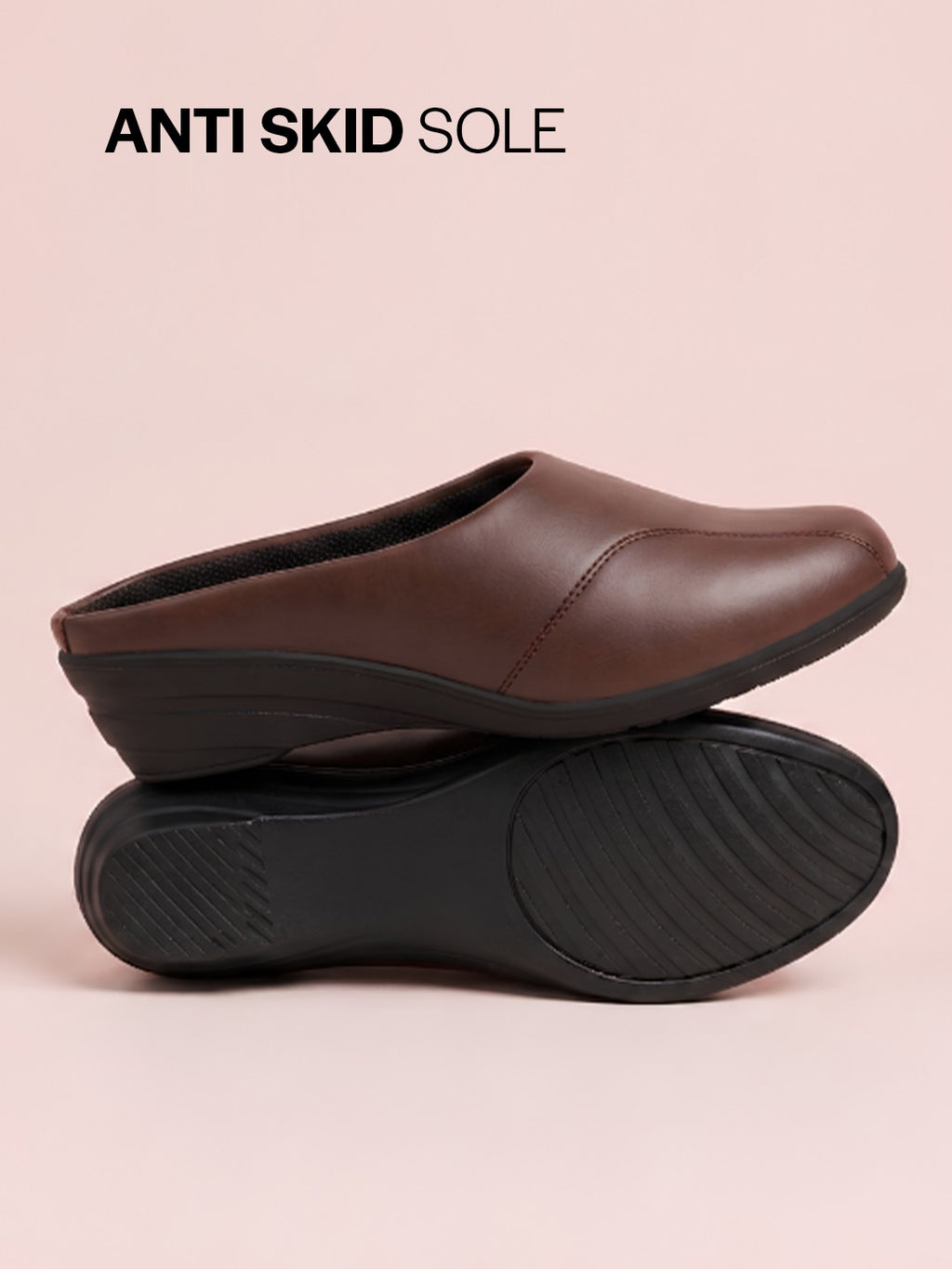 Shop Women Brown Formal Back Open Platform Wedge Heel Slip On Mule Shoes Online.