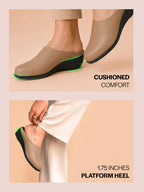 Women Cheeku Formal Back Open Platform Wedge Heel Slip On Mule Shoes