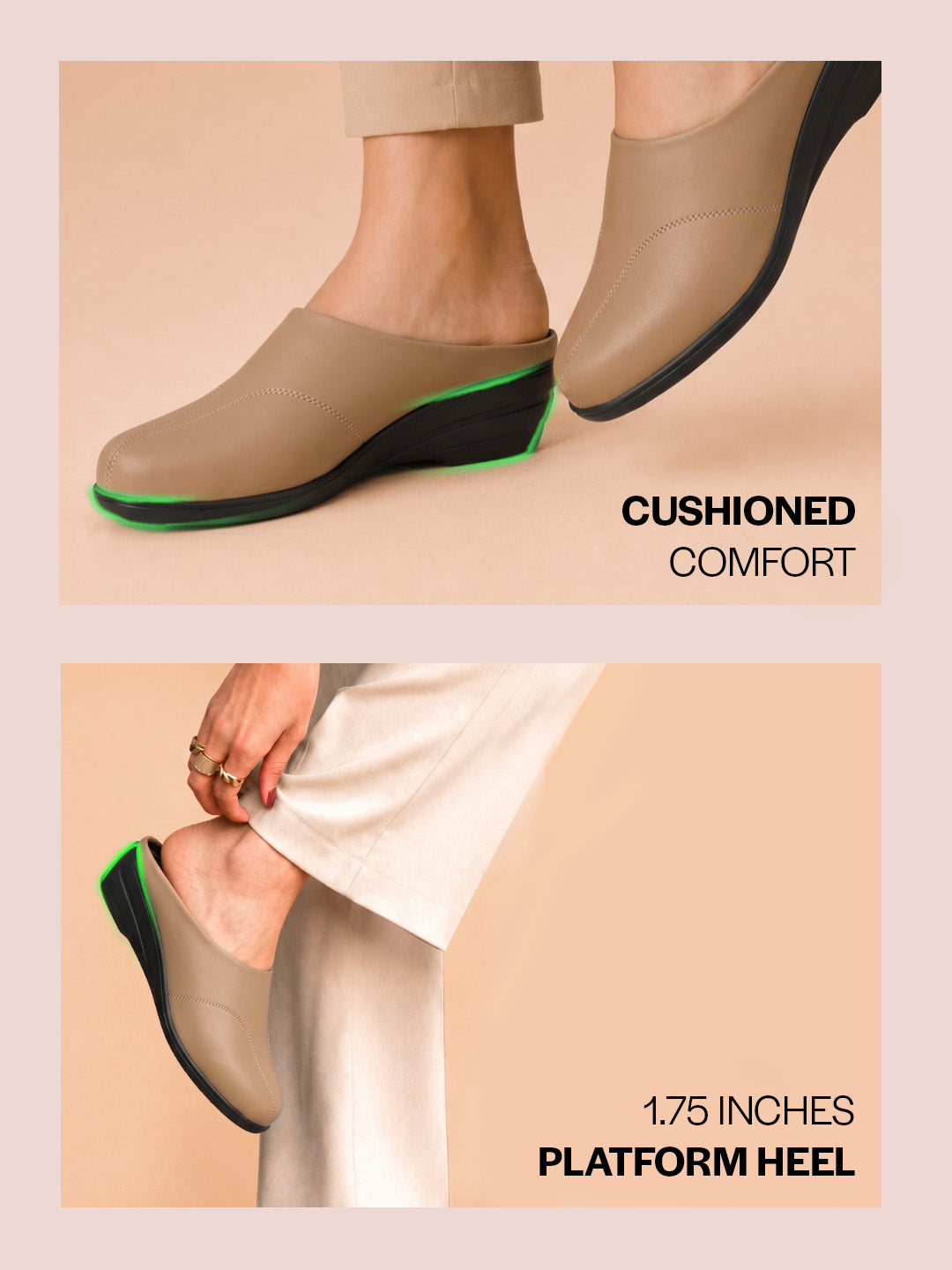 Women Cheeku Formal Back Open Platform Wedge Heel Slip On Mule Shoes