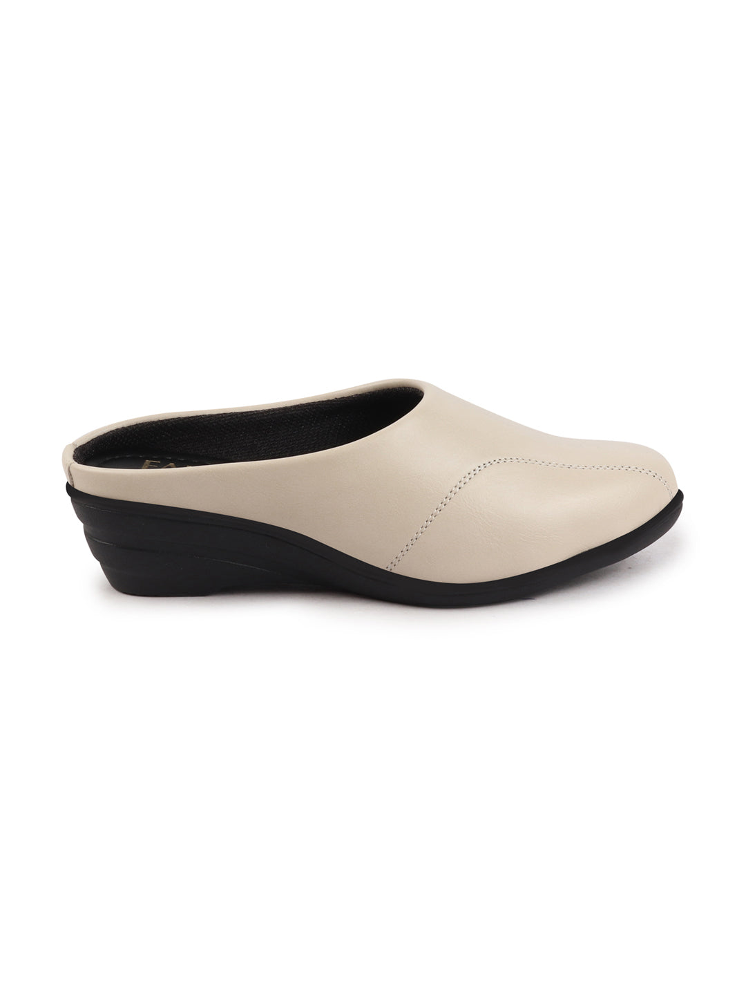 Shop Women Cream Formal Back Open Platform Wedge Heel Slip On Mule Shoes Online.