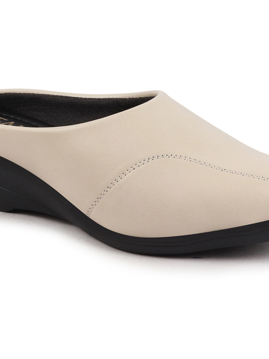 Shop Women Cream Formal Back Open Platform Wedge Heel Slip On Mule Shoes Online.