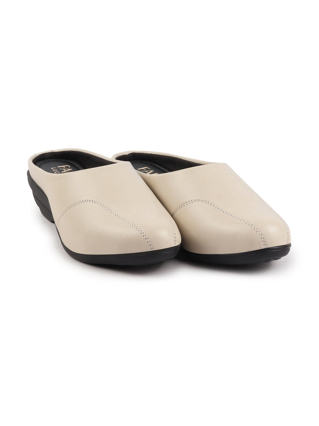 Shop Women Cream Formal Back Open Platform Wedge Heel Slip On Mule Shoes Online.