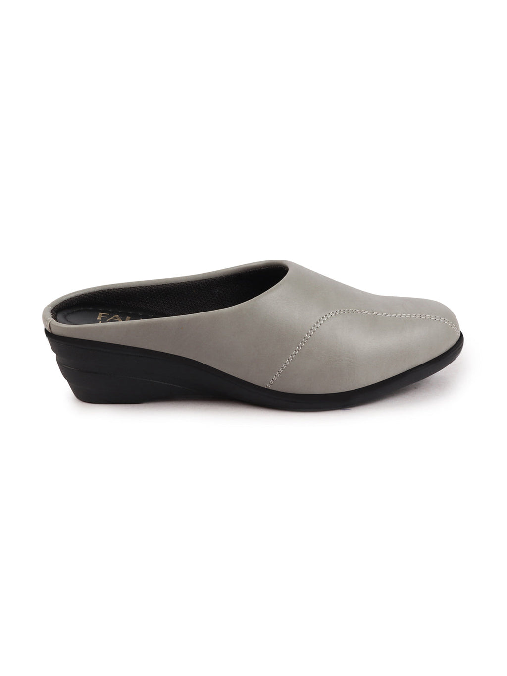 Shop Women Grey Formal Back Open Platform Wedge Heel Slip On Mule Shoes Online.