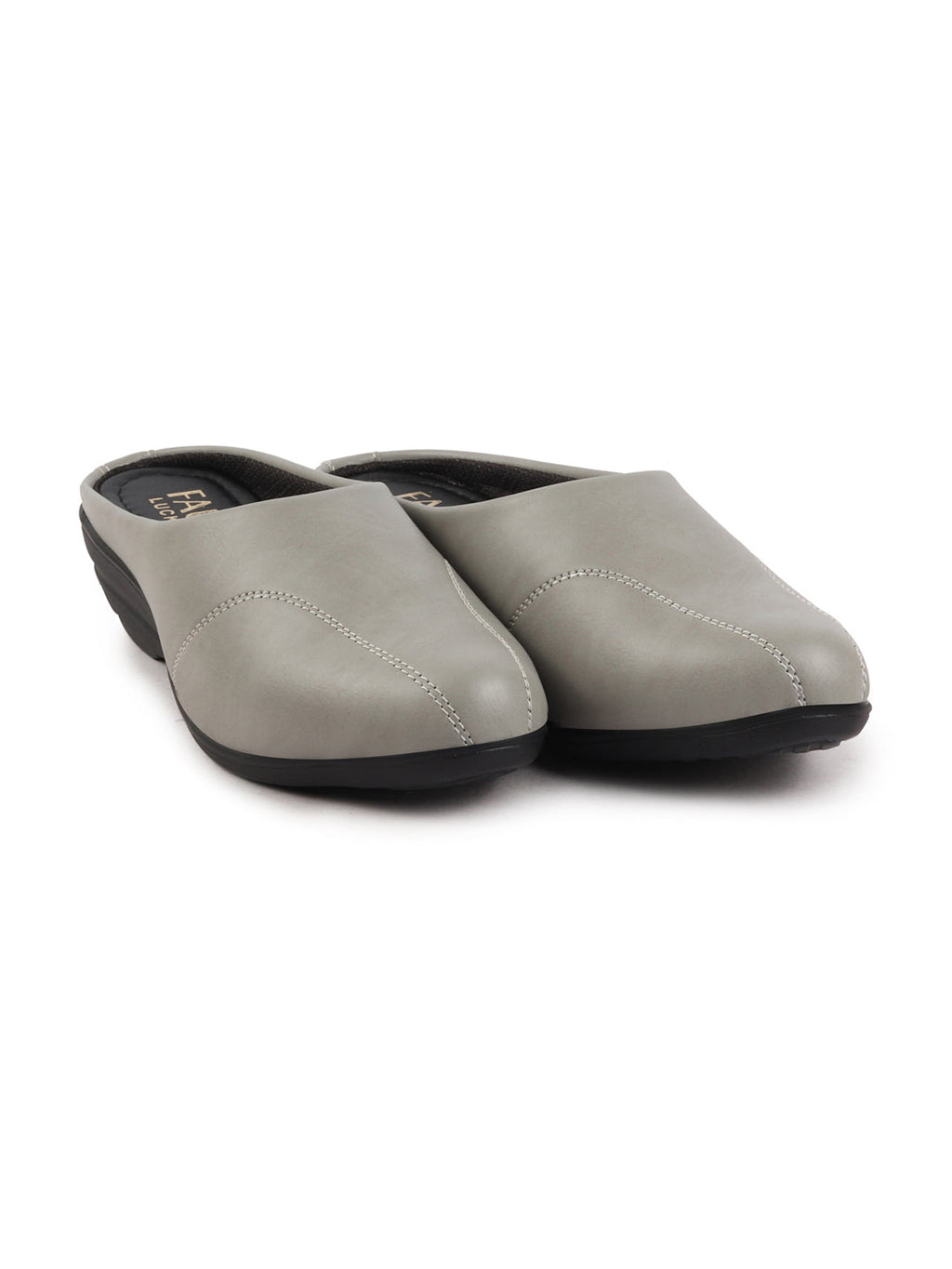 Shop Women Grey Formal Back Open Platform Wedge Heel Slip On Mule Shoes Online.