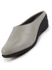 Women Grey Formal Back Open Platform Wedge Heel Slip On Mule Shoes
